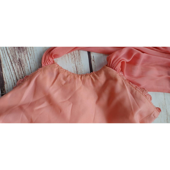 David's Bridal Tie Neck Halter Floral Lace Mini Bridesmaid Dress Parfait Pink 8 - Picture 7 of 14